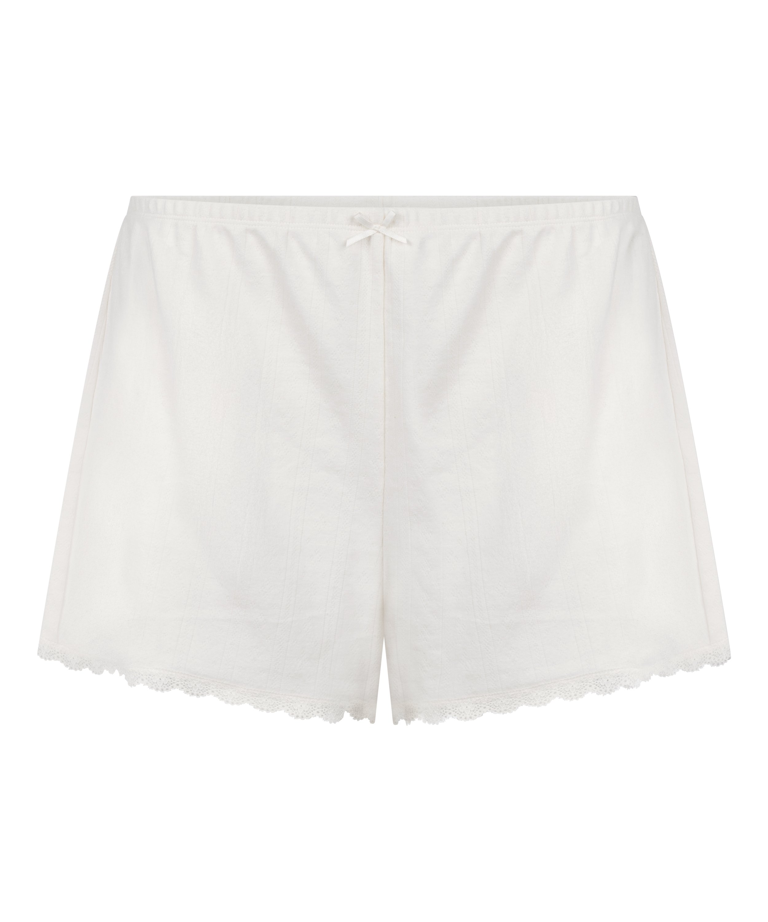 Pointelle-shorts, Vit, main