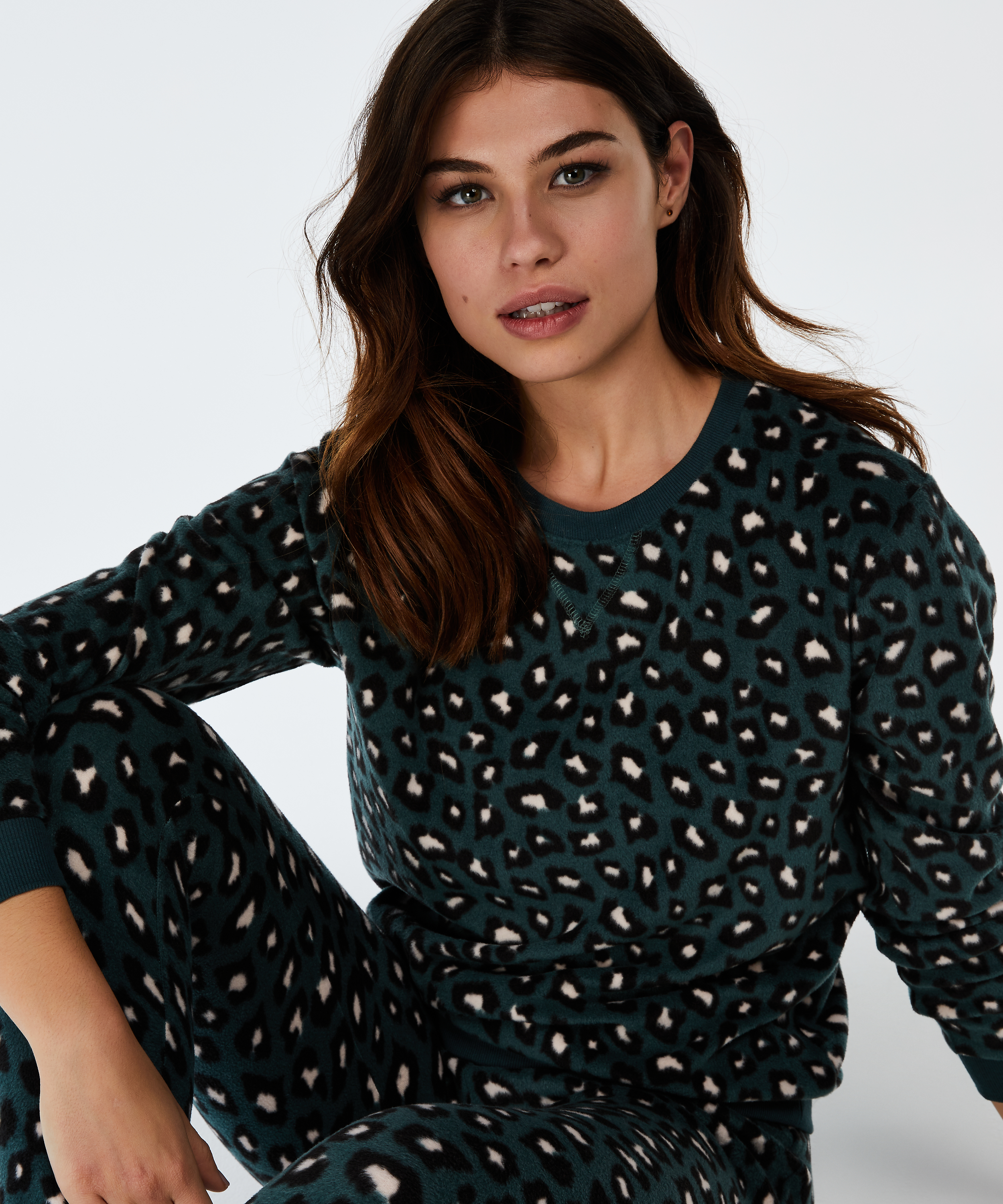 L&aring;ng&auml;rmad fleecetopp, Gr&ouml;n, main