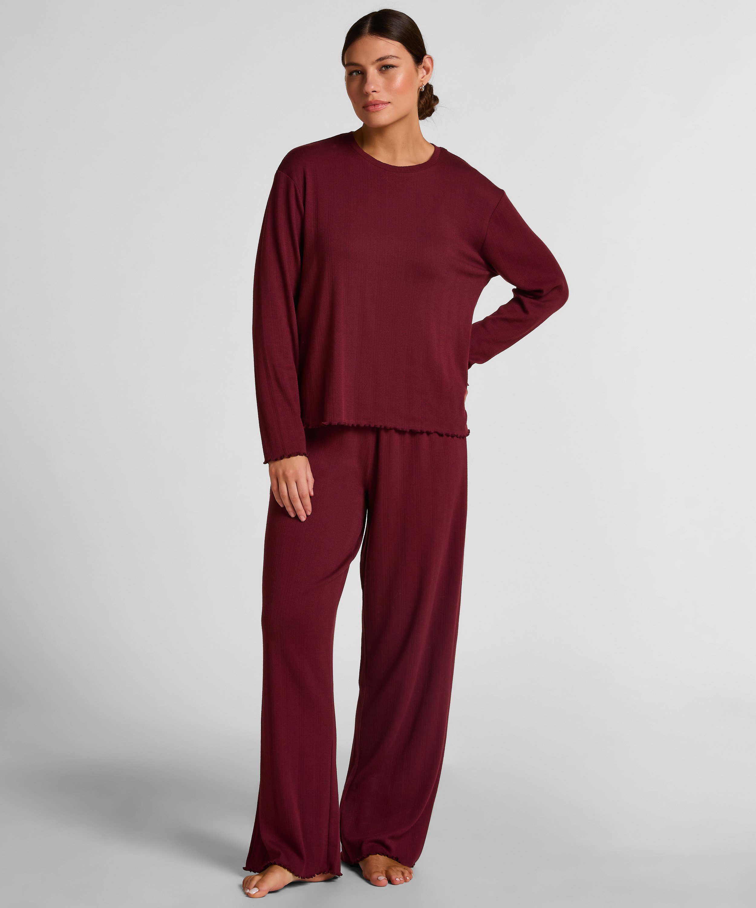 Pyjama Pant Loose Pointelle, R&ouml;d, main